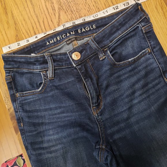 American Eagle 28x28 dark wash distressed hi rise jegging next level str… - Picture 2 of 12